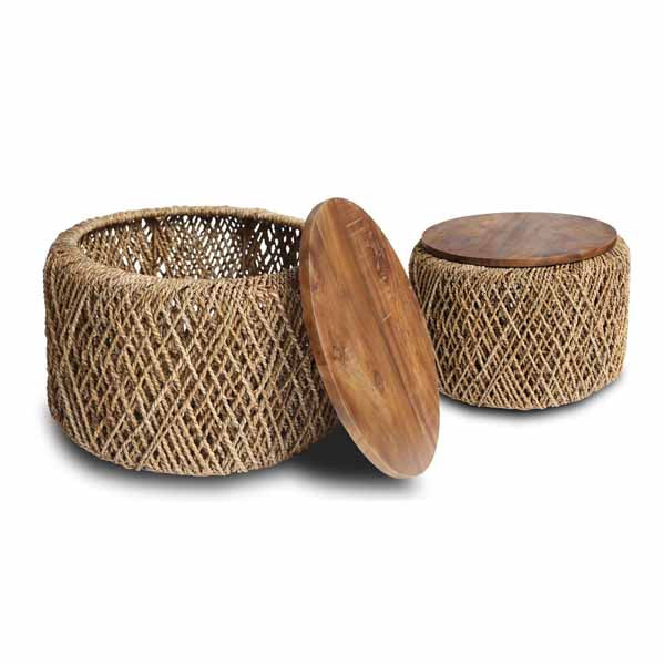Woven Rope Set of 2 Coffee Tables
