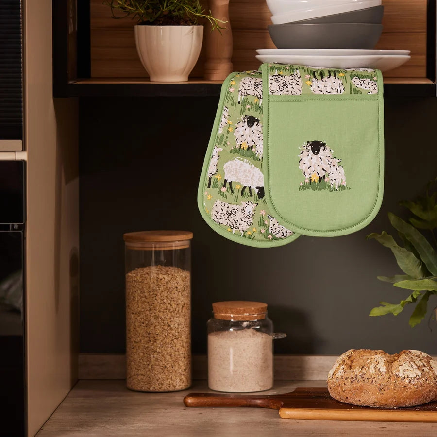 Woolly Sheep | Double Oven Glove | Green