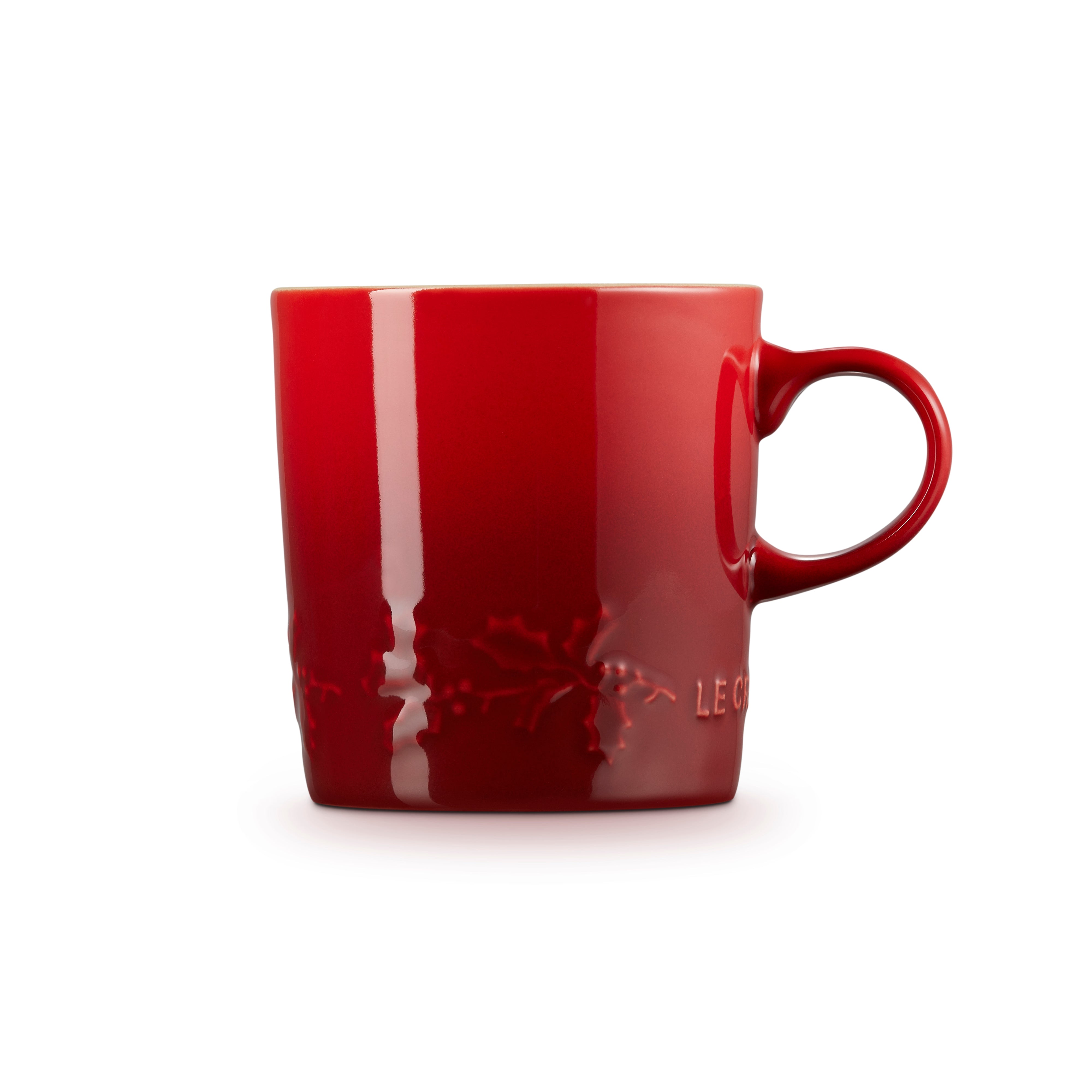 Le Creuset Stoneware Holly Relief Cappuccino 200ml Cerise