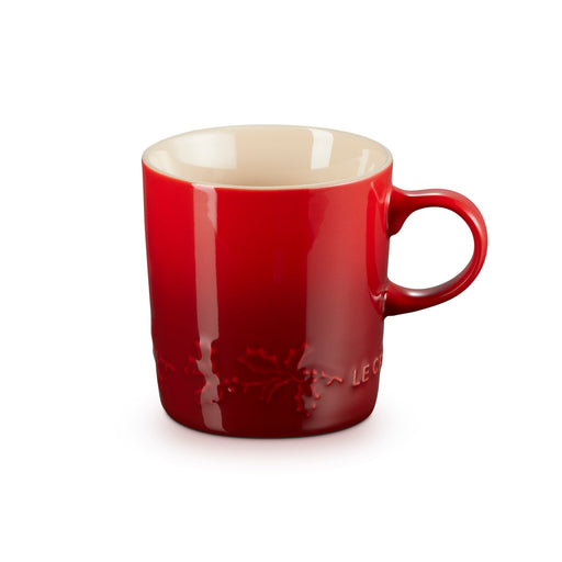 Le Creuset Stoneware Holly Relief Cappuccino 200ml Cerise