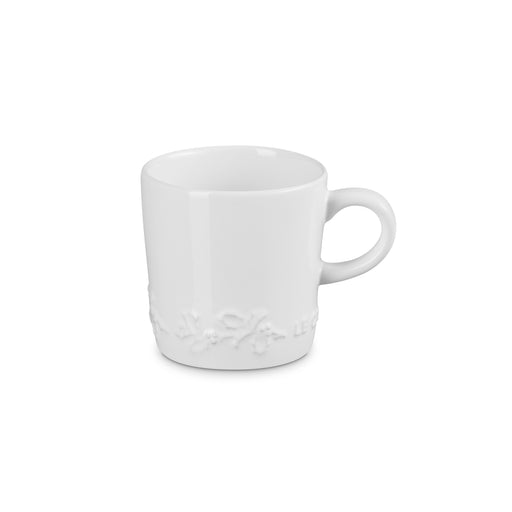 Le Creuset Stoneware Holly Relief Mug 350ml White