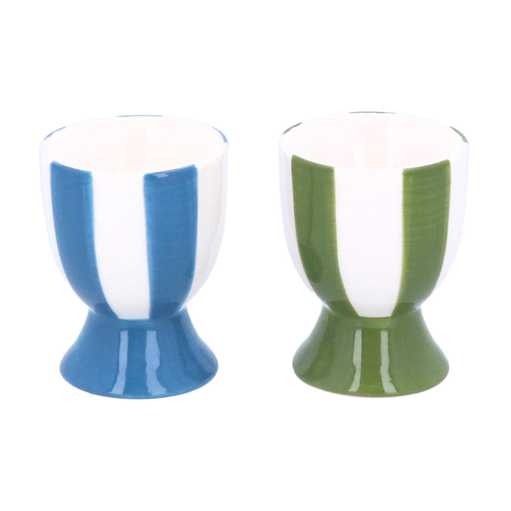 Ceramic Egg Cup - Blue/Green Stripe