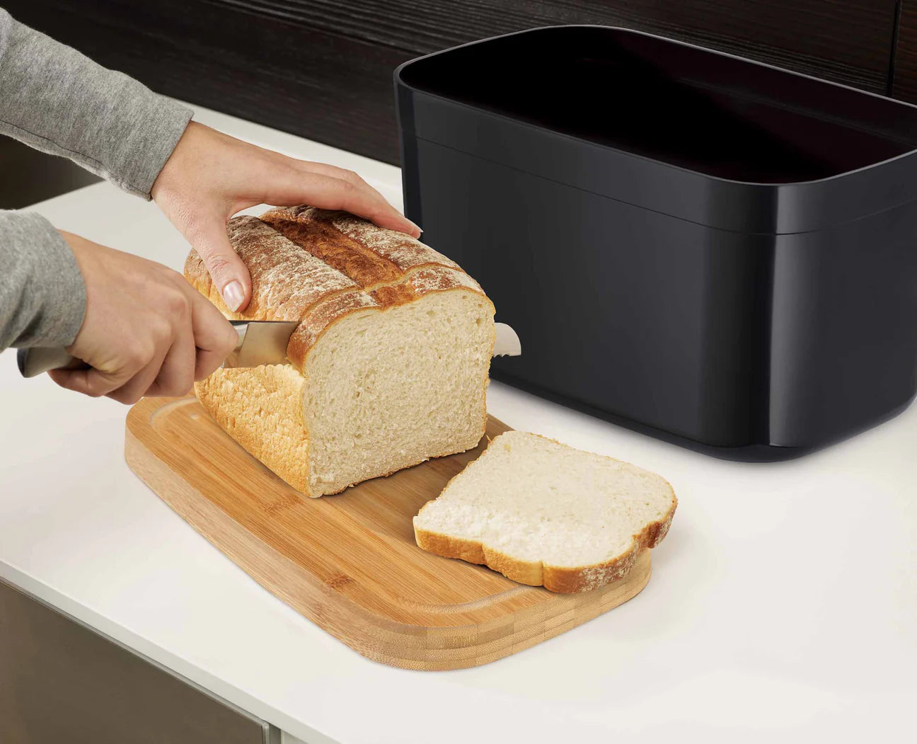 Bread Bin with Bamboo Lid | Black