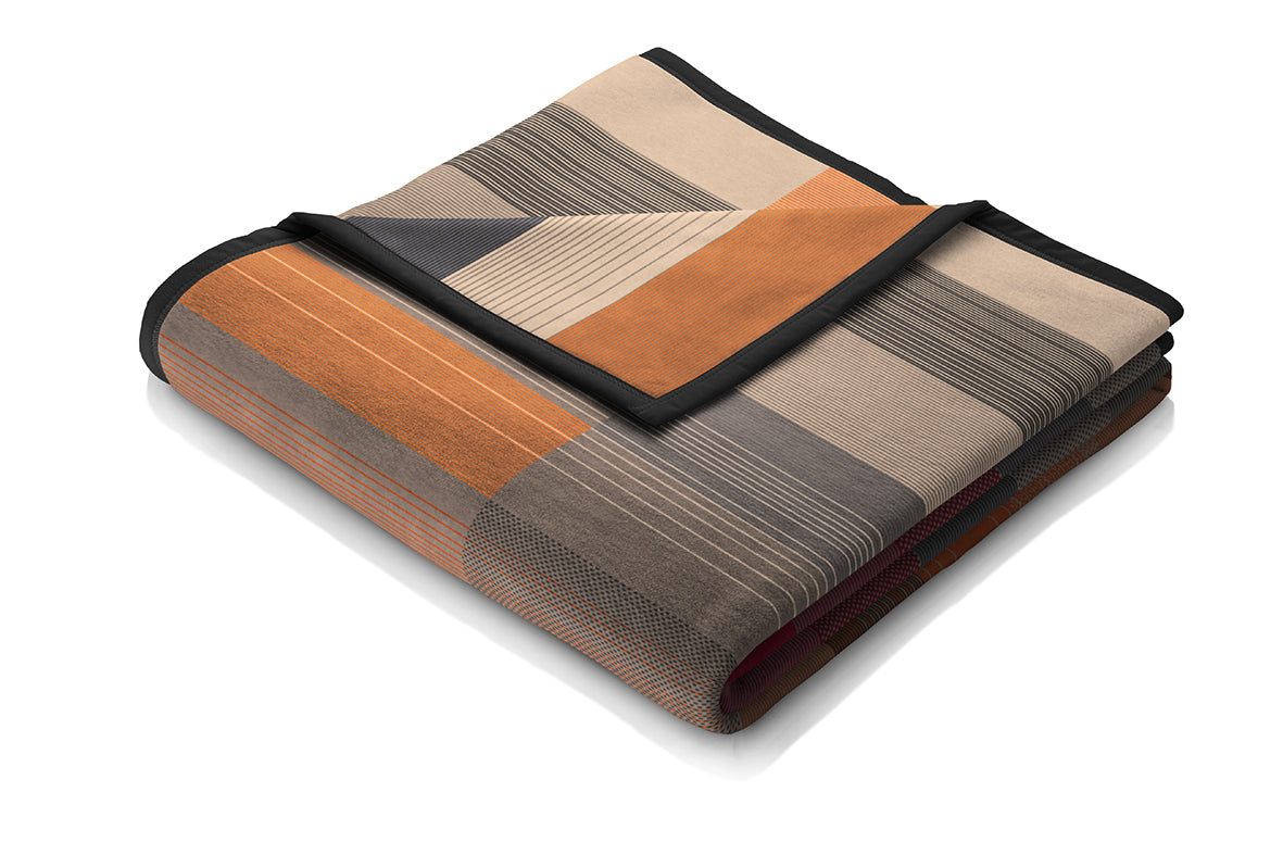 Cotton Home Throw | Abstract Blocks Burnt Orange