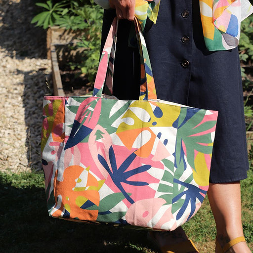 Pink Tropical Mix Canvas Tote