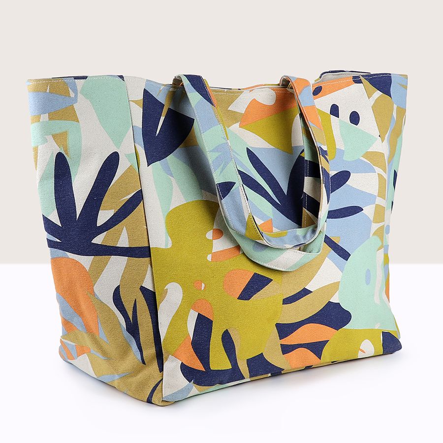 Mustard Tropical Mix Canvas Tote