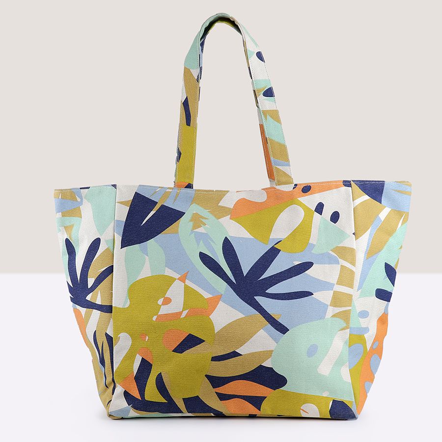 Mustard Tropical Mix Canvas Tote