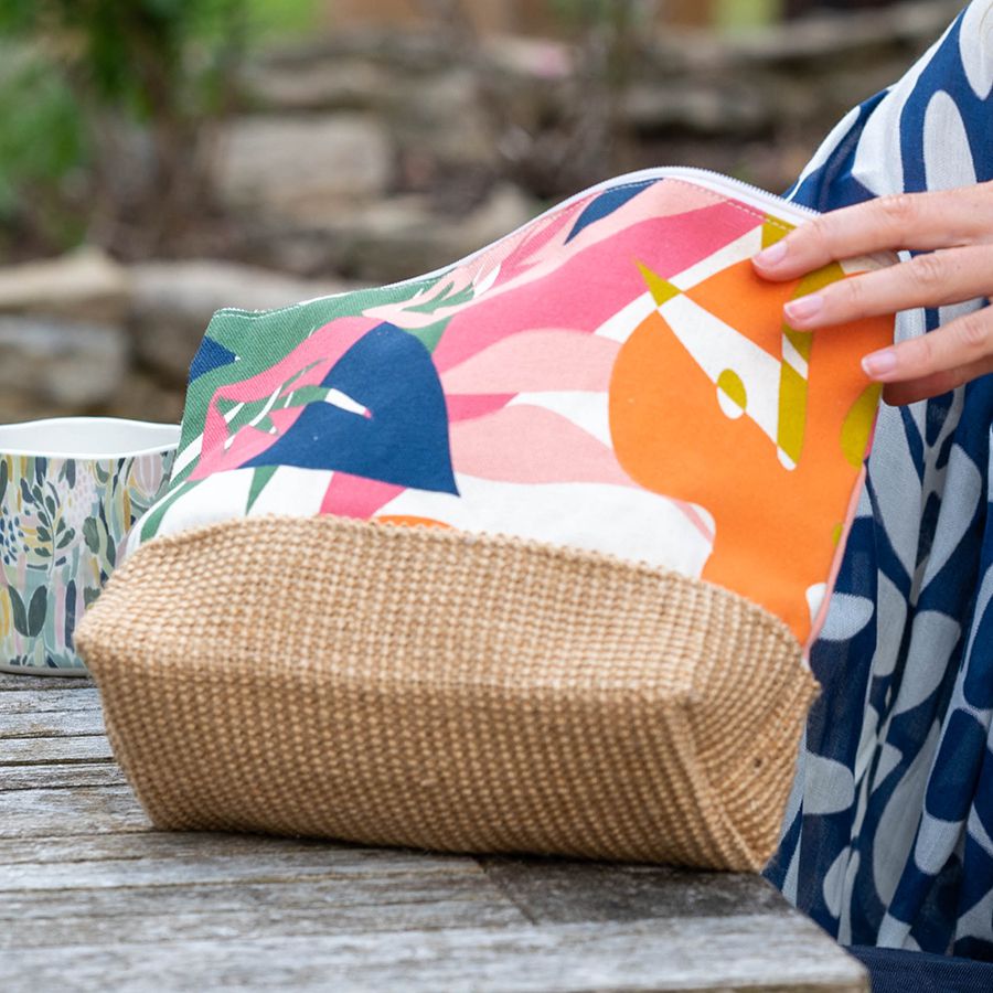 Pink Tropical Canvas Travel Pouch