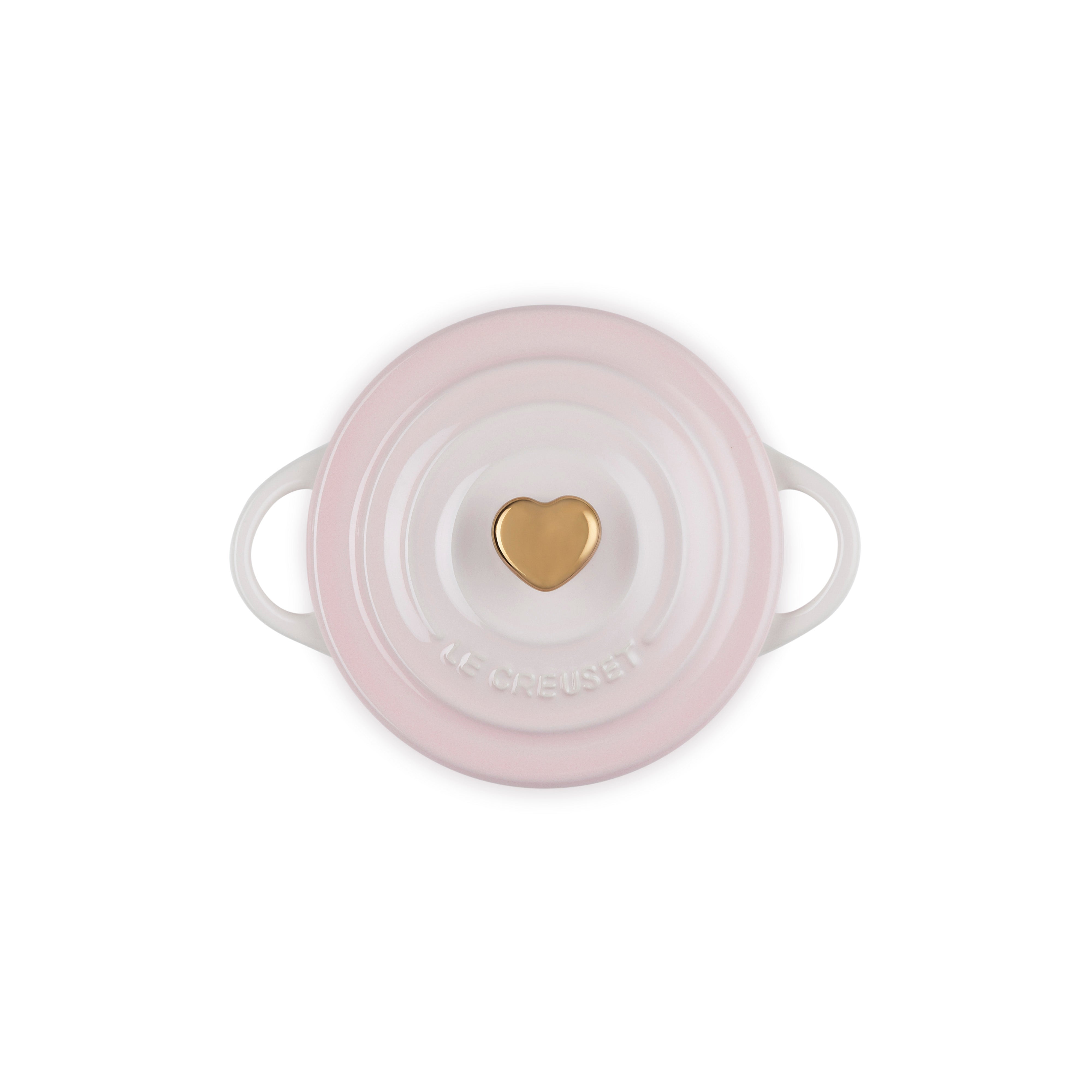 Le Creuset Stoneware Petite Round Casserole with Heart Knob 10cm Shell Pink