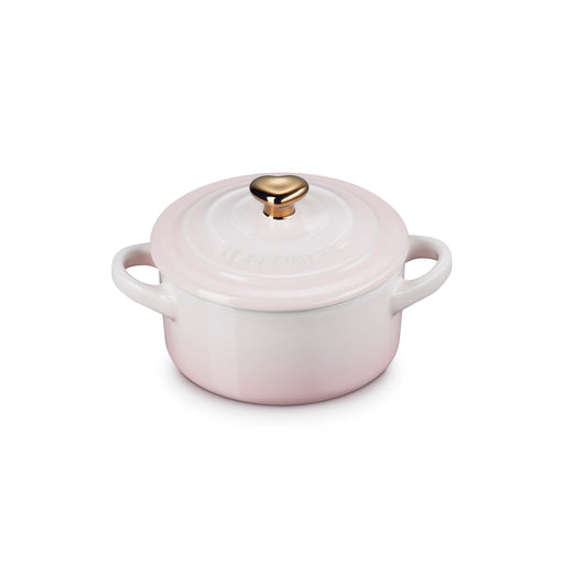 Le Creuset Stoneware Petite Round Casserole with Heart Knob 10cm Shell Pink