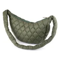 Polly Khaki Quilted Half Moon Bag