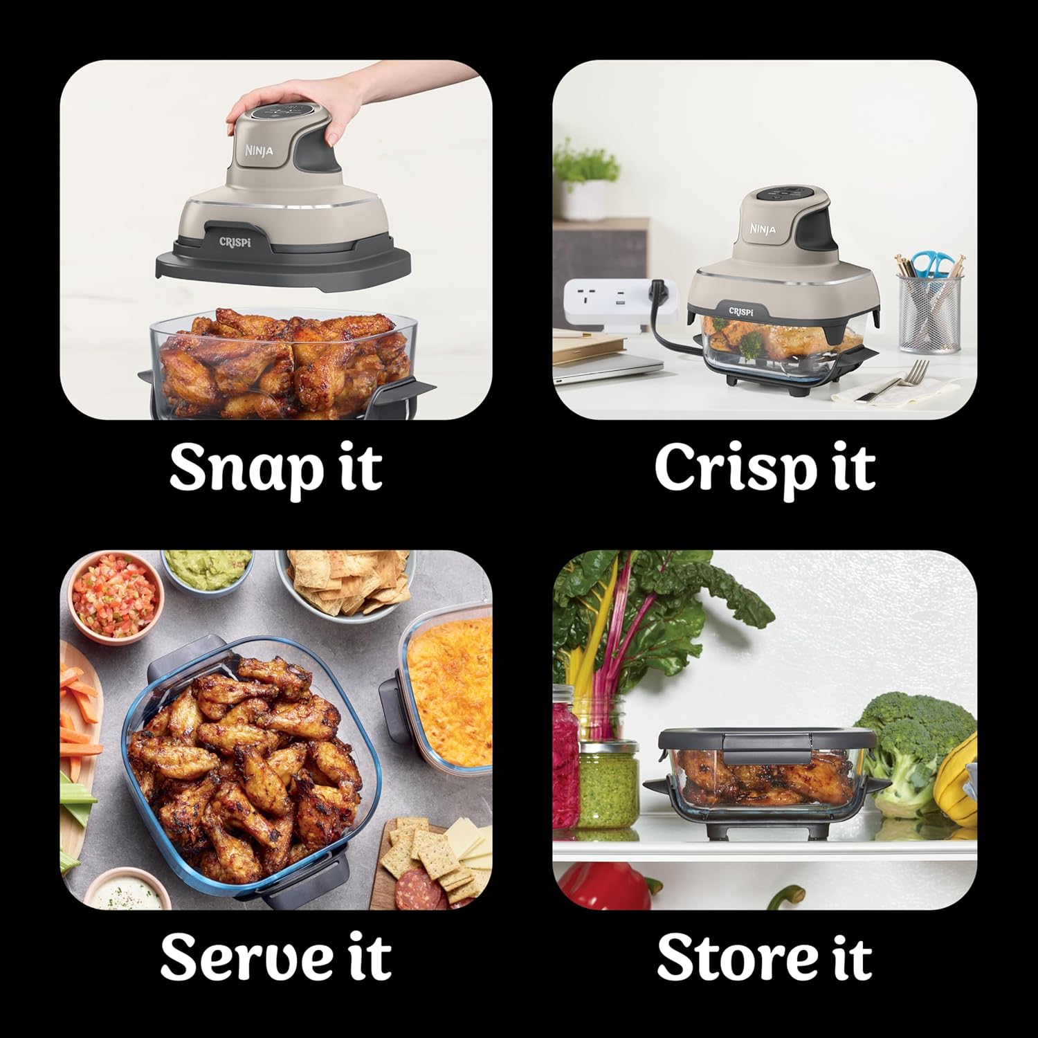 Cripsi 4-in-1  Portable Glass Airfryer