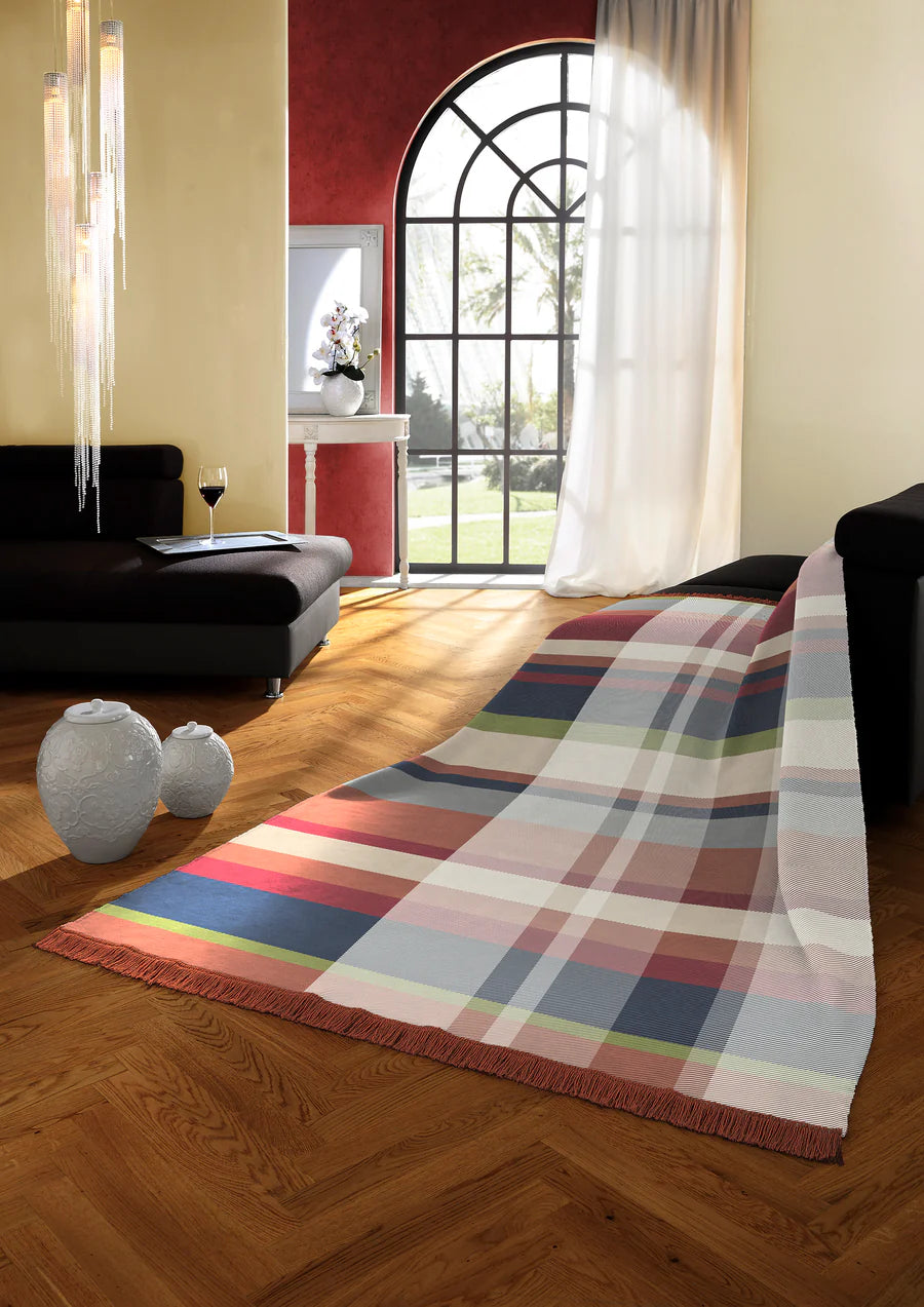 Cotton Rich Throw | Panel Check Bordeaux