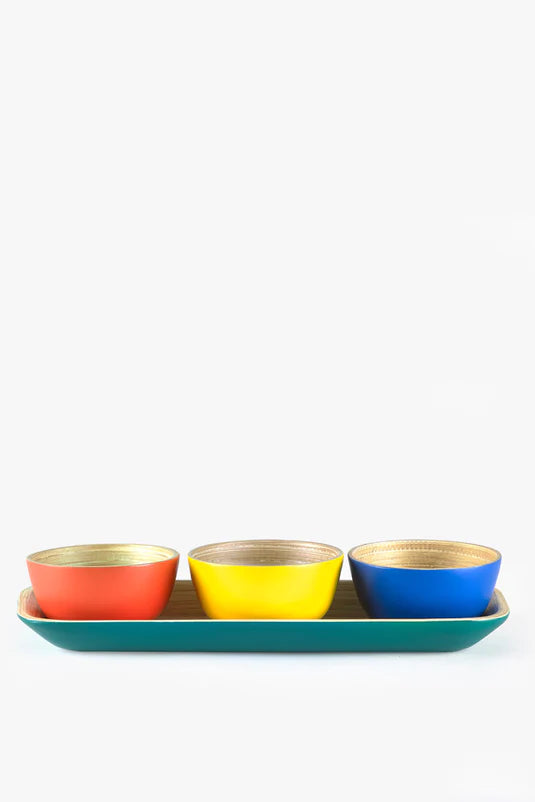Bamboo Tray & Dipping Bowls