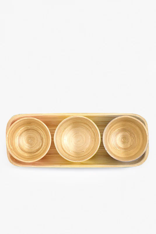 Bamboo Tray & Dipping Bowls