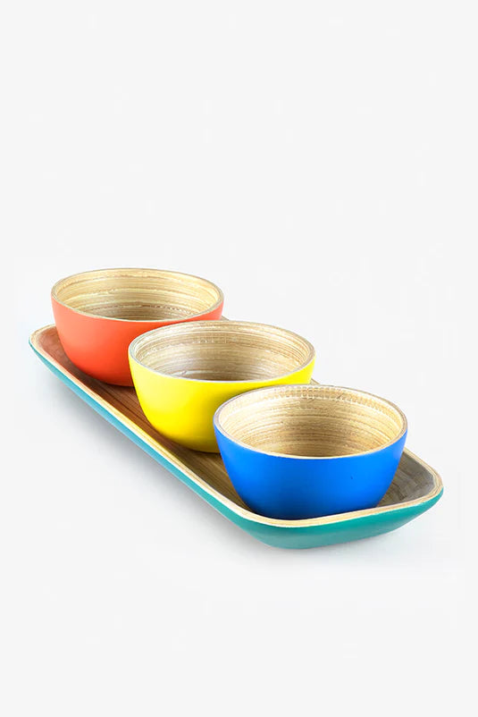 Bamboo Tray & Dipping Bowls