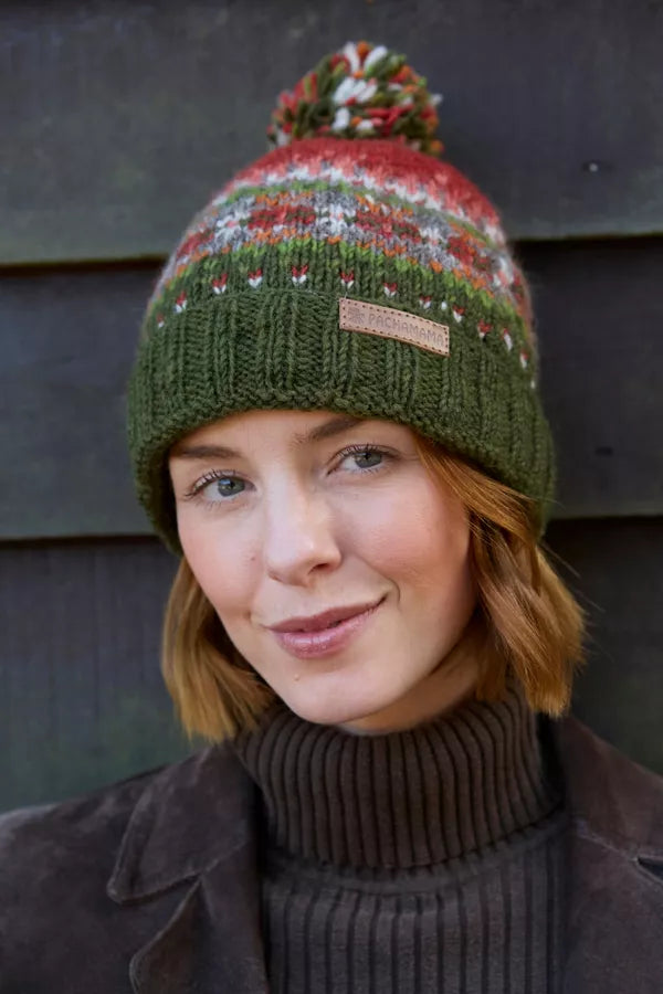Iona Roll Back Bobble Beanie Moss