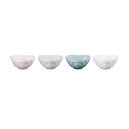 Le Creuset Stoneware Set of 4 Heart Bowls Pastel