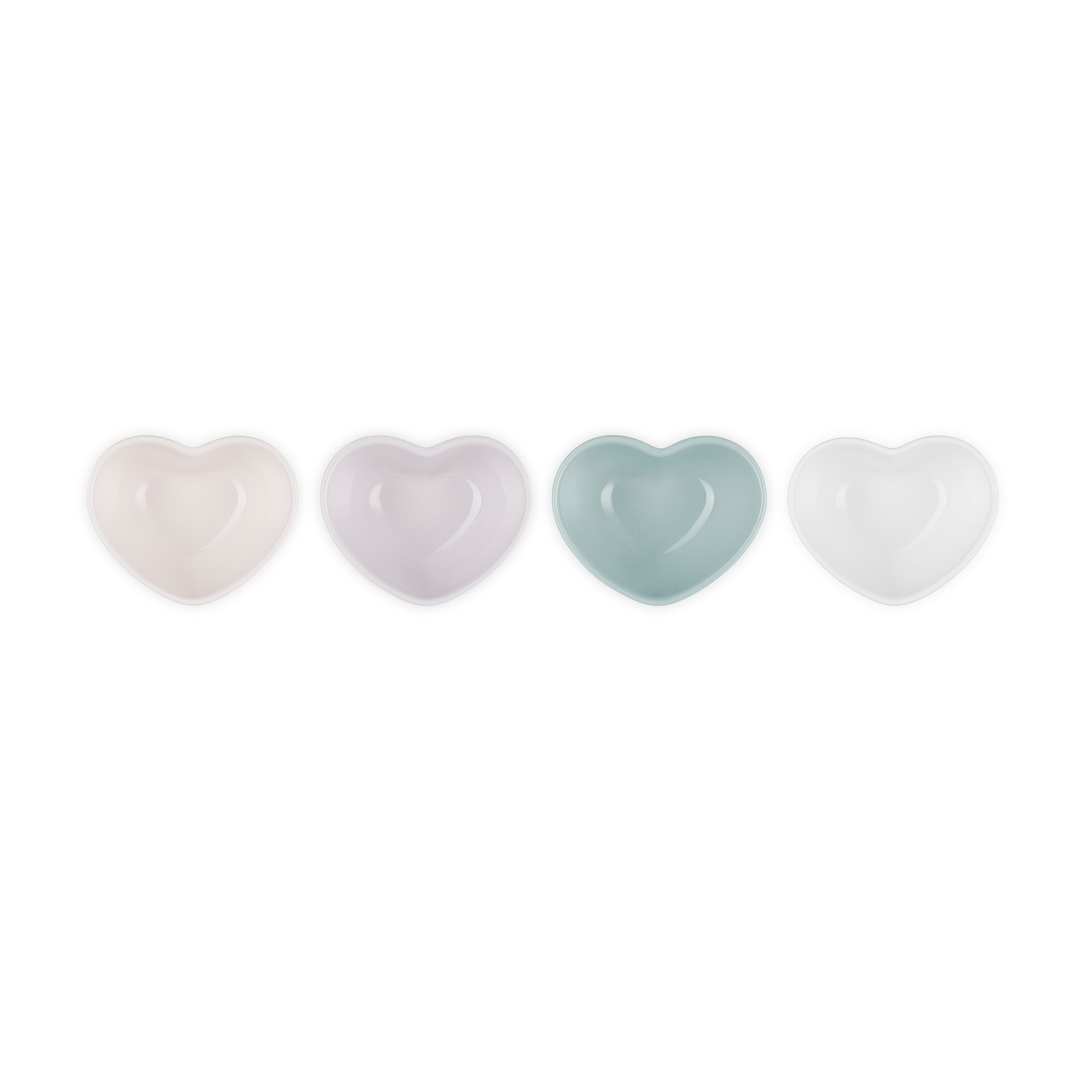 Le Creuset Stoneware Set of 4 Heart Bowls Pastel