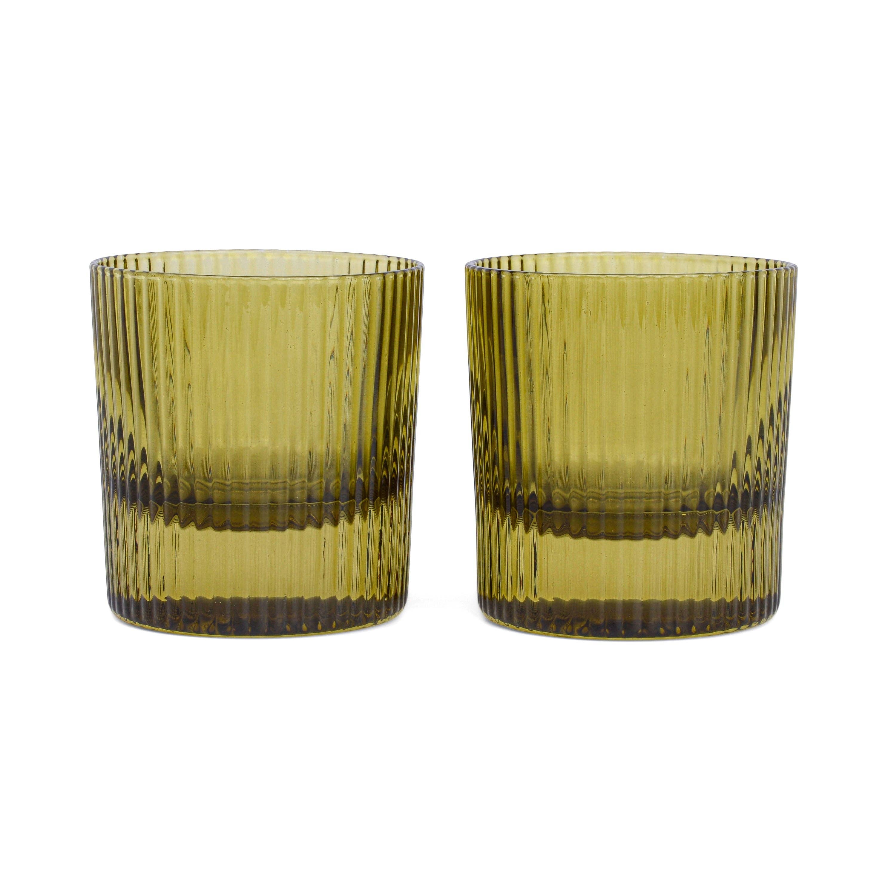 Here's How "The Scout" Lowball Glass - Set of 2 - Olive