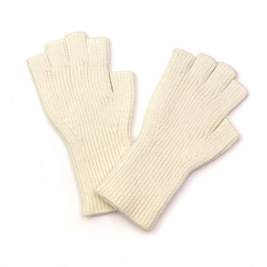 Yasmin- Champagne Ribbed Fingerless Gloves