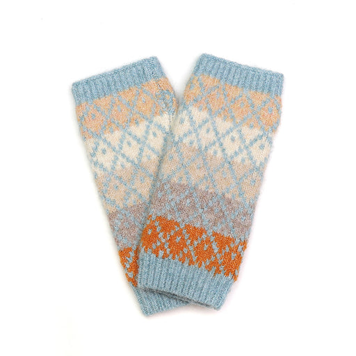 Blue & Rust Wristwarmers