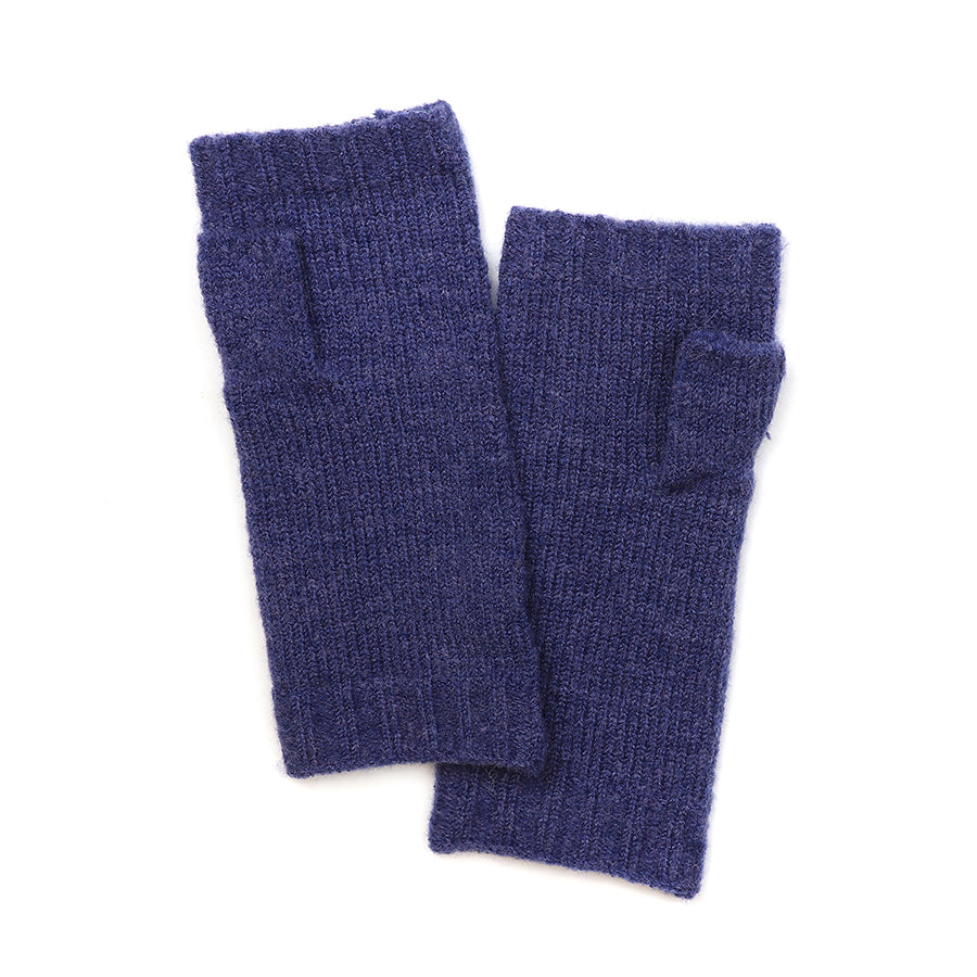 Navy cable knit recycled wrist warmers