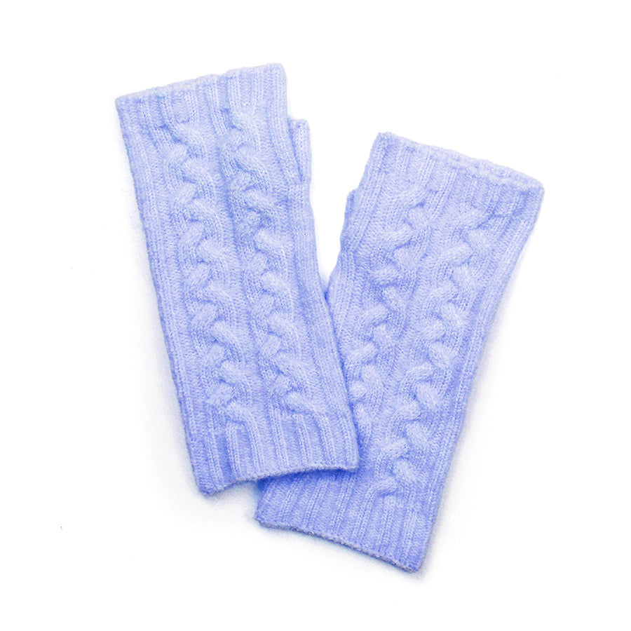 New In  Ice blue cable knit recycled wrist warmers