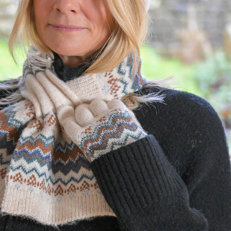 Sofia Cream Mix Fair Isle Knit Gloves