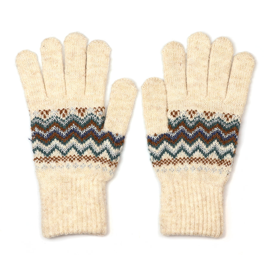 Sofia Cream Mix Fair Isle Knit Gloves