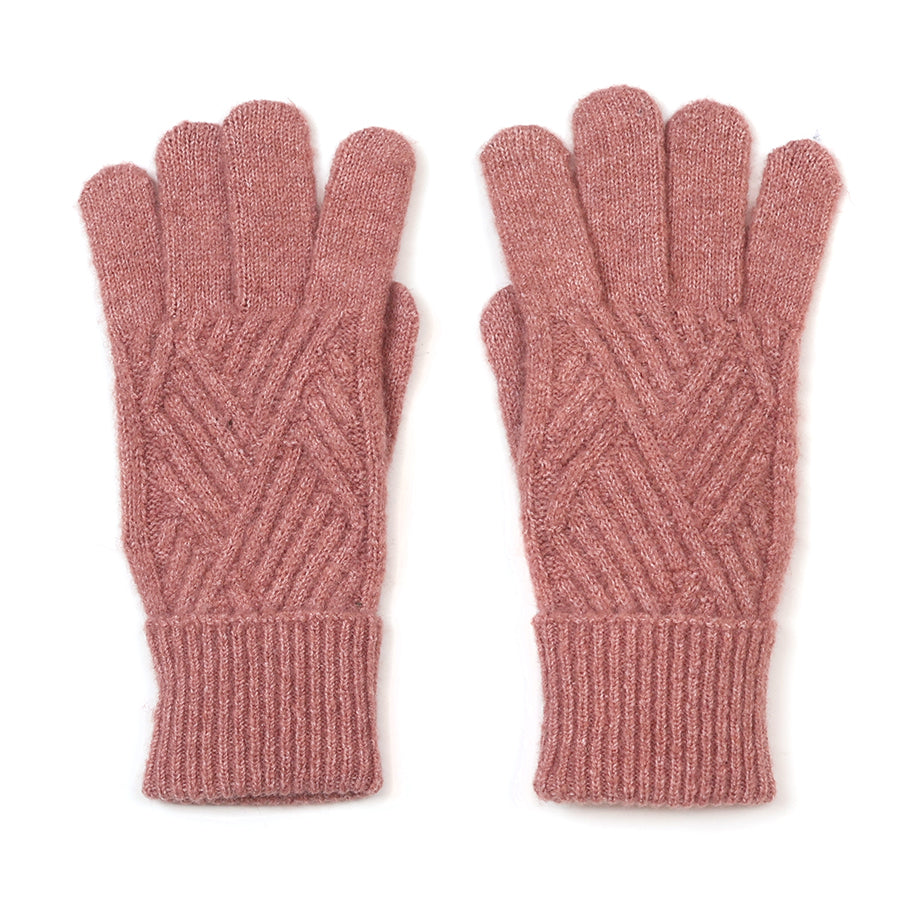 Charlotte Recycled Blend Dusky Pink Cable Knit Gloves