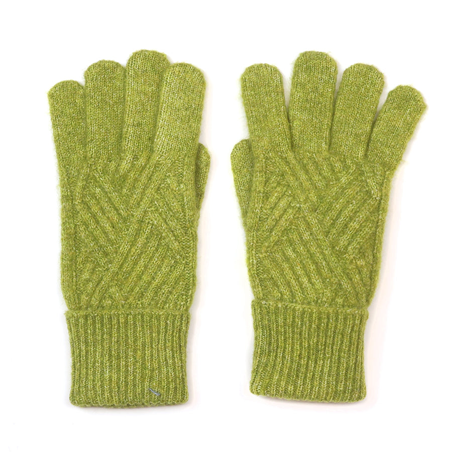 Charlotte Recycled Blend Chartreuse Cable knit Gloves
