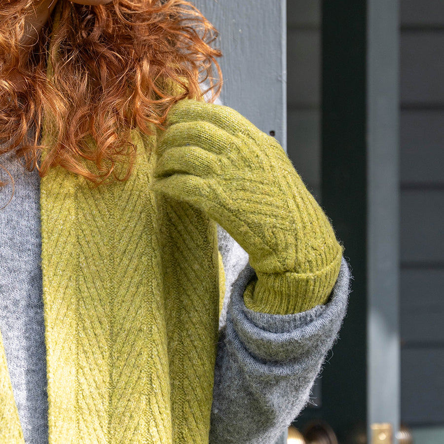 Charlotte Recycled Blend Chartreuse Cable knit Gloves