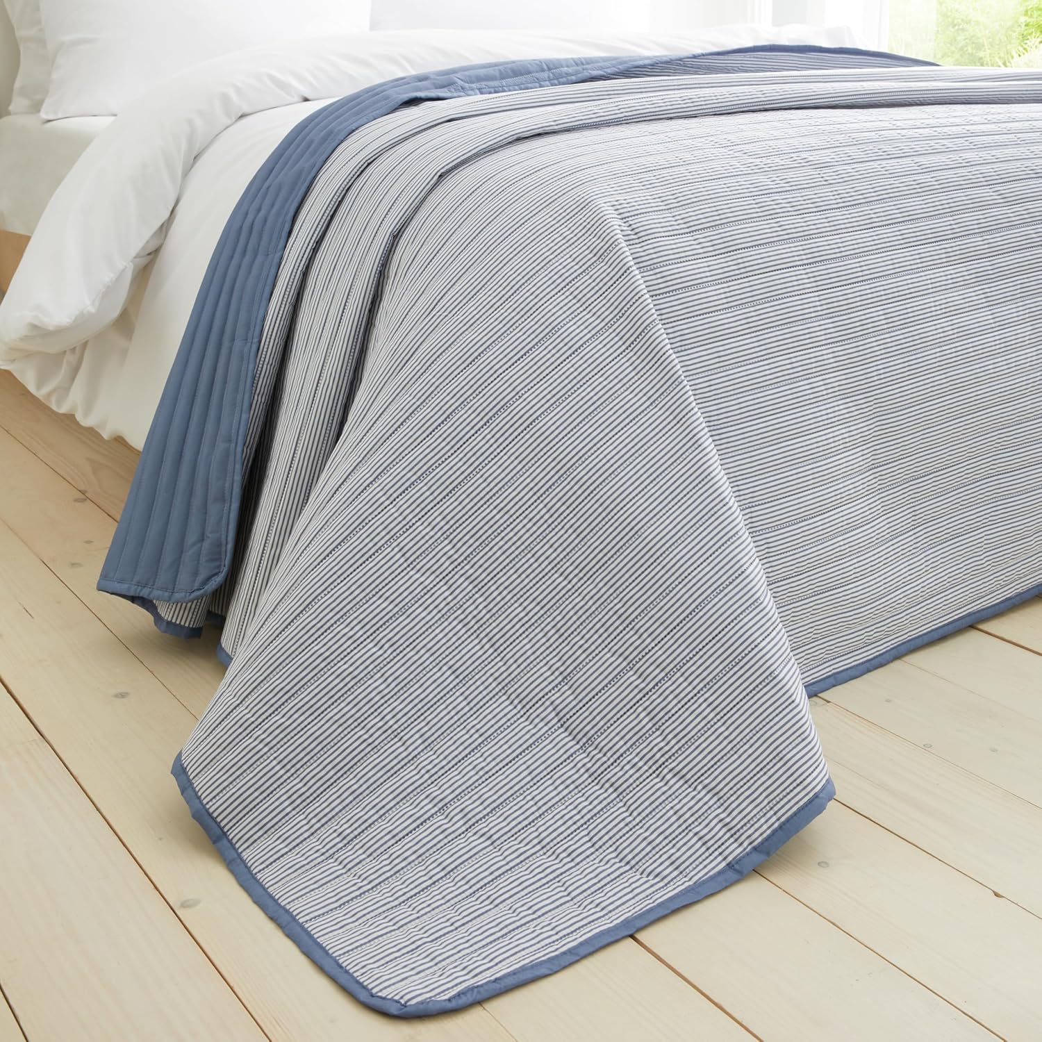 Stripe Quilted Bedspread | Blue