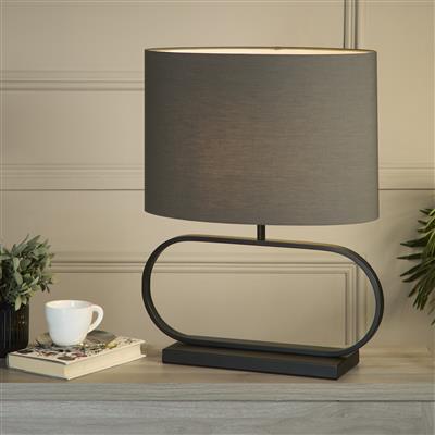 Sleek Table Lamp - Black Metal with Grey shade