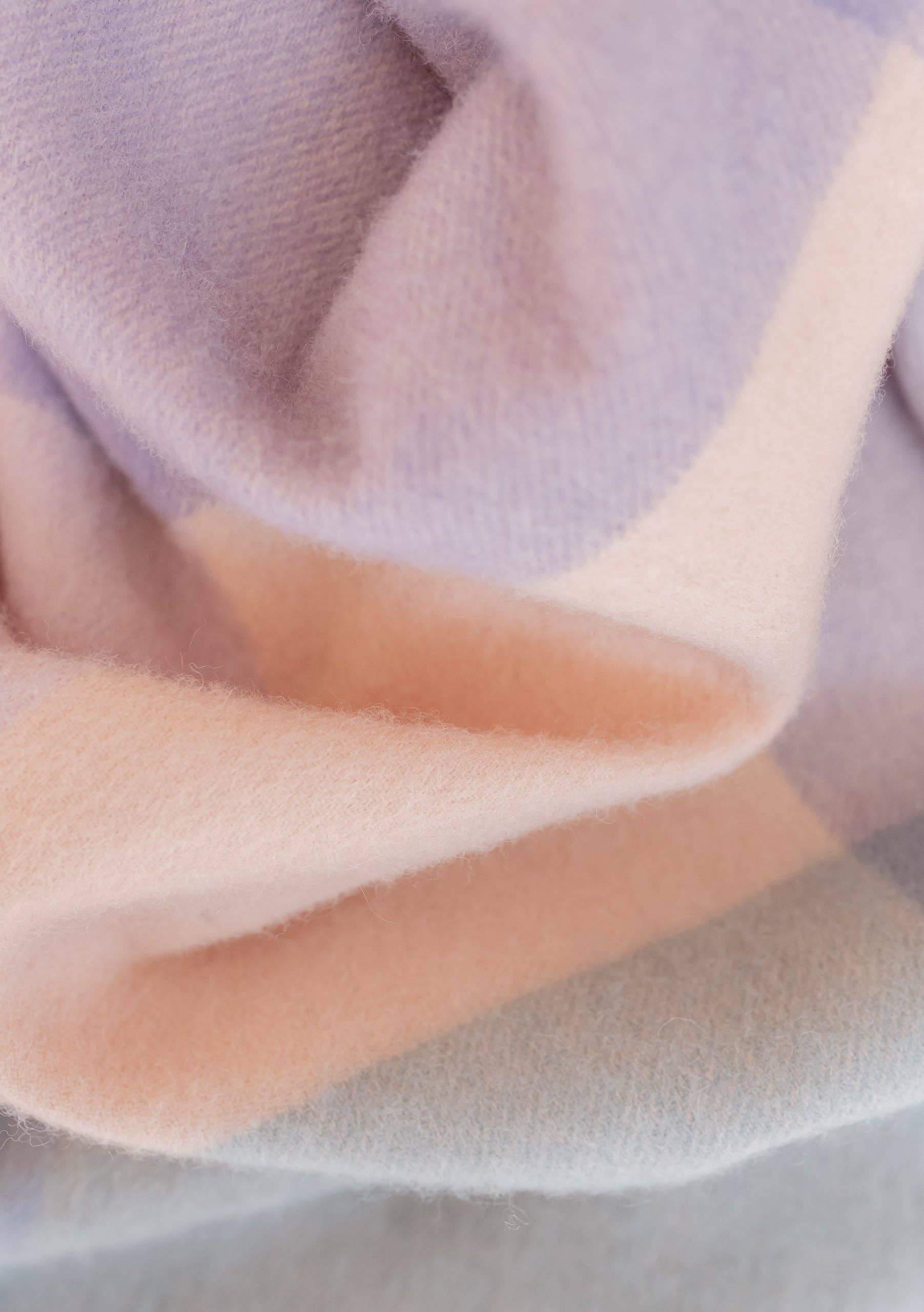 Lambswool Baby Blanket in Lilac Block Check