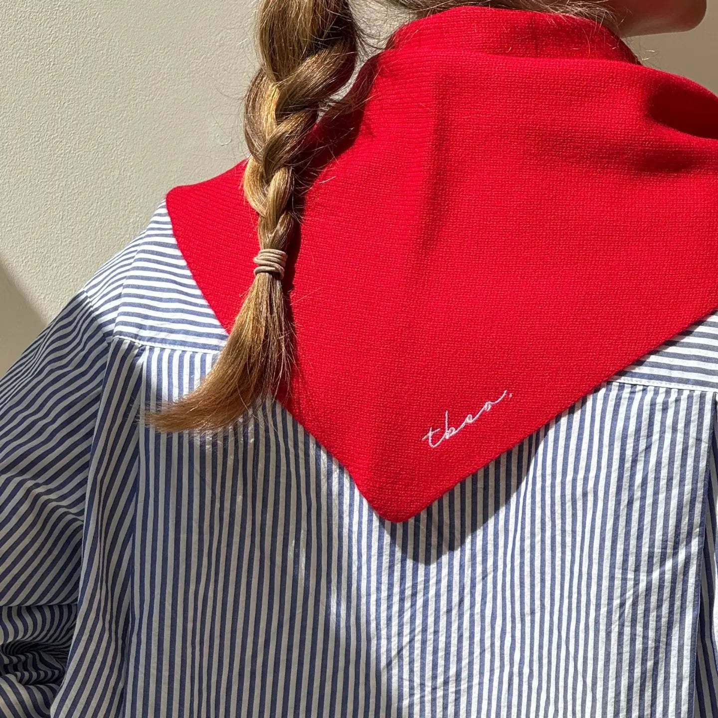 Merino Wool Triangle Scarf in Red