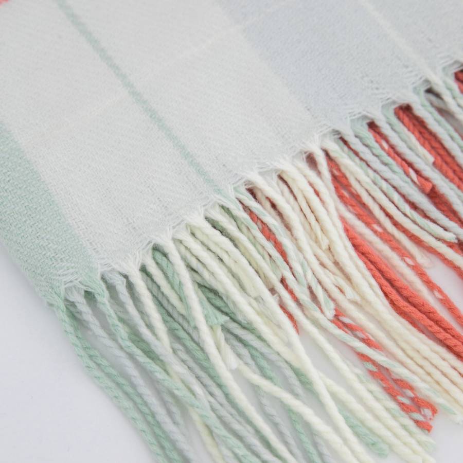 Pink Check Tassel Throw