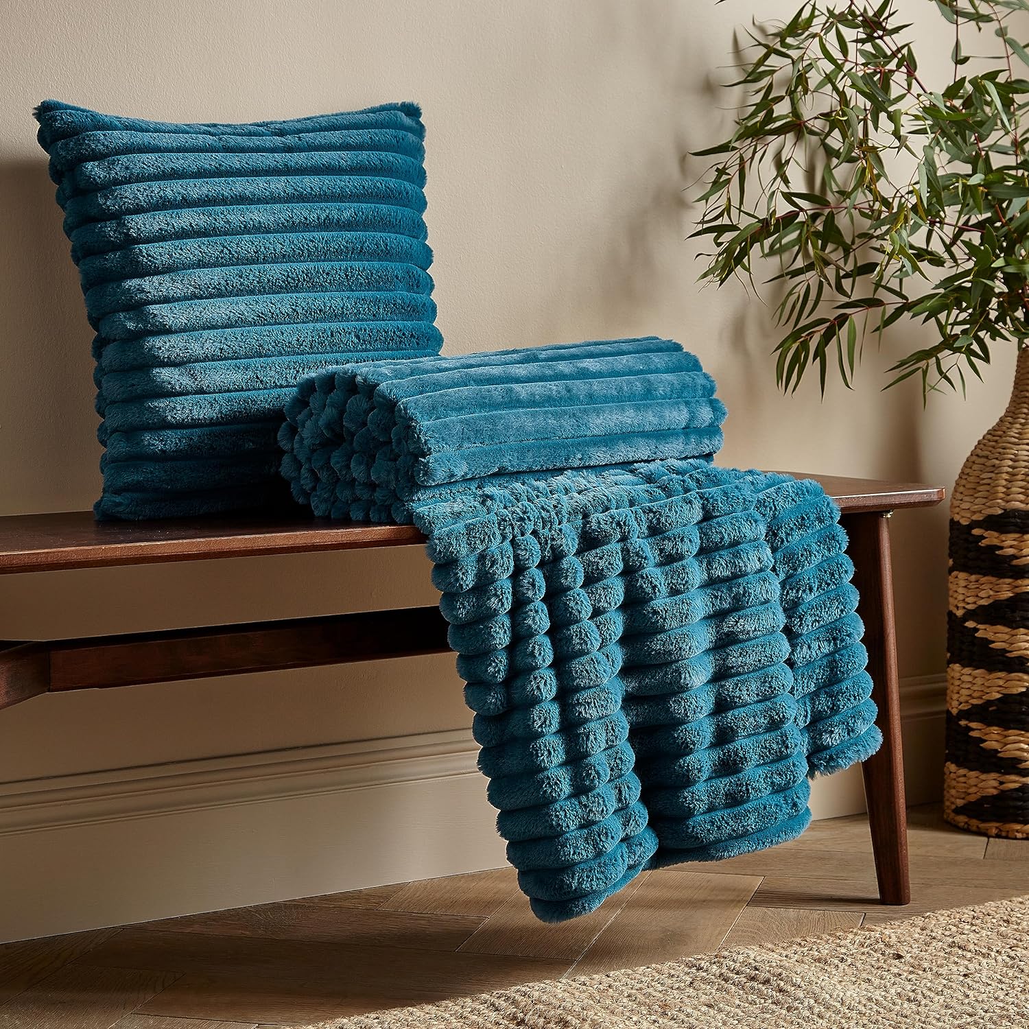 Teal | Cosy Ribbed Blanket