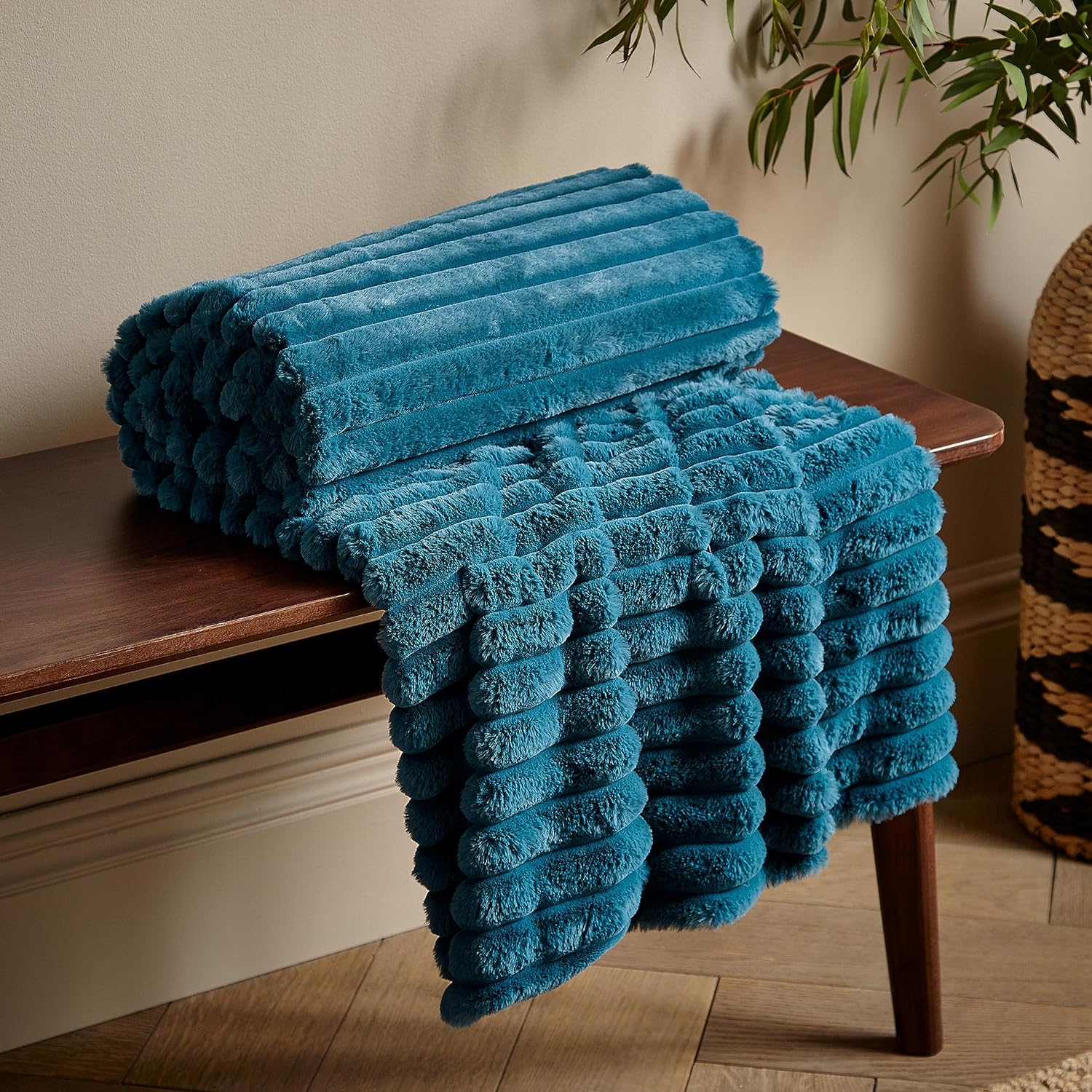 Teal | Cosy Ribbed Blanket