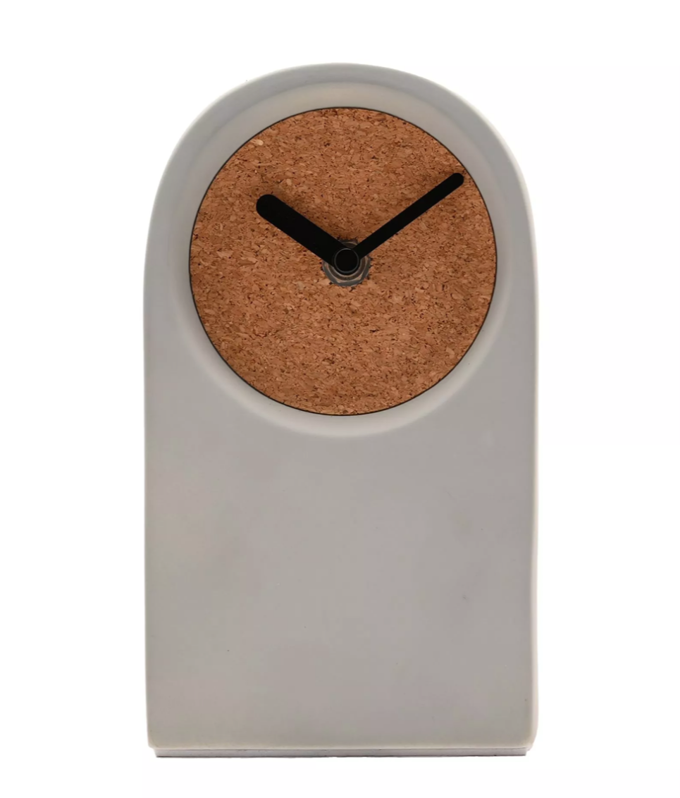 Porcelain & Cork Desk Clock | Grey