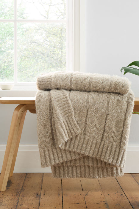 Cosy Cable Knit Throw | Natural