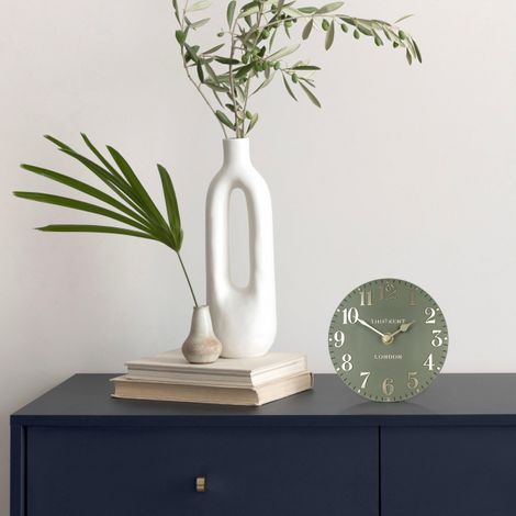 6" Arabic Mantel Clock | Lichen Green