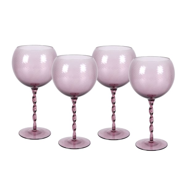 Set of 4 Amethyst Twist Gin Glasses