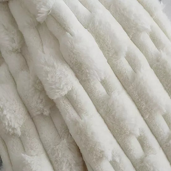 Carved Faux Fur Throw | Cream