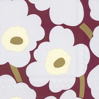 Unikko dark red gold lunch napkins