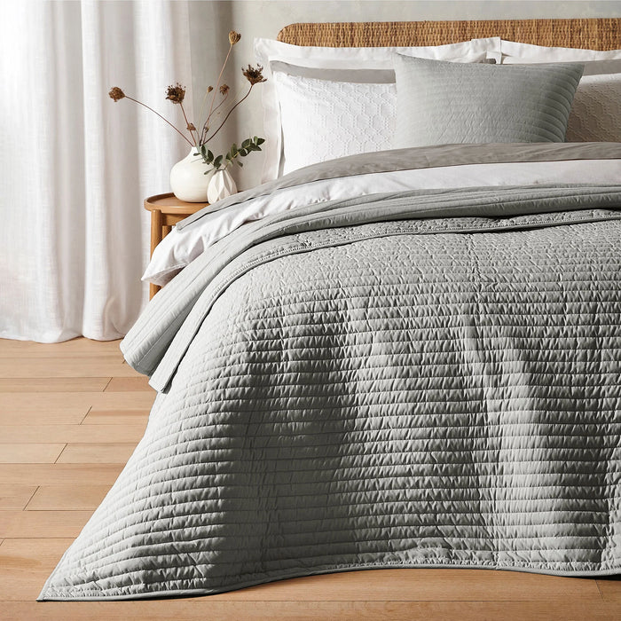 Silver Quilted Lines Bedspread