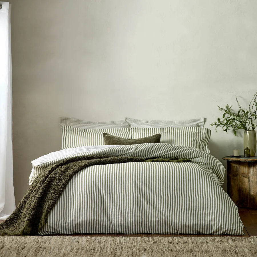 Hebden Stripe Duvet Set | Olive