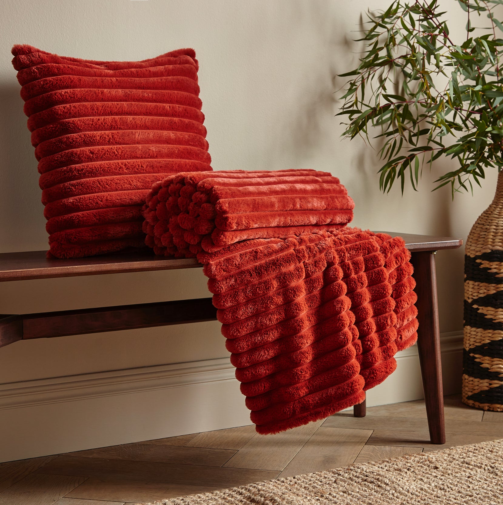 Burnt Orange | Cosy Ribbed Blanket