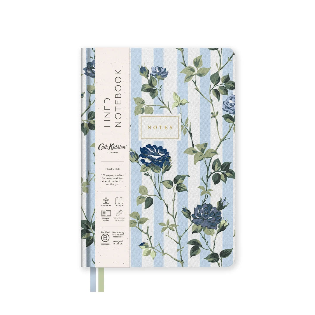 Blue Stripe Floral | A5 Hardback Notebook